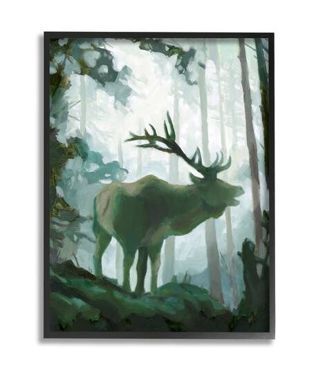 Stupell Industries Elk Wilderness Silhouette Wall Art in Frame